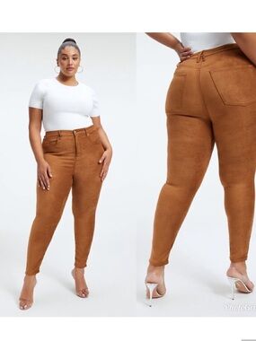 Good American Good Legs Faux Suede Pants - Tobacco